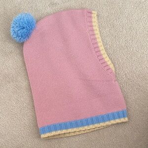 Mini boden S-M Pink and Blue Kids Pom-Pom Beanie